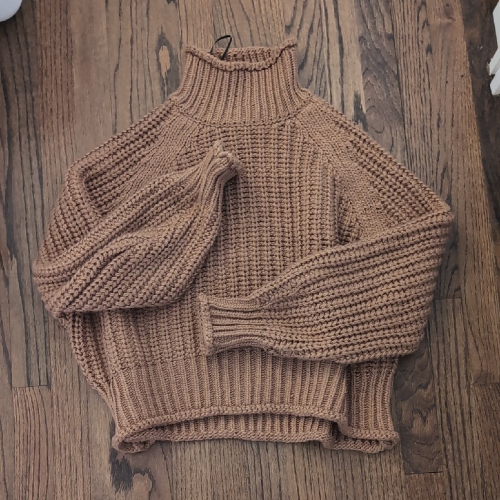 H&M Cowl Neck Sweater in Warm Brown